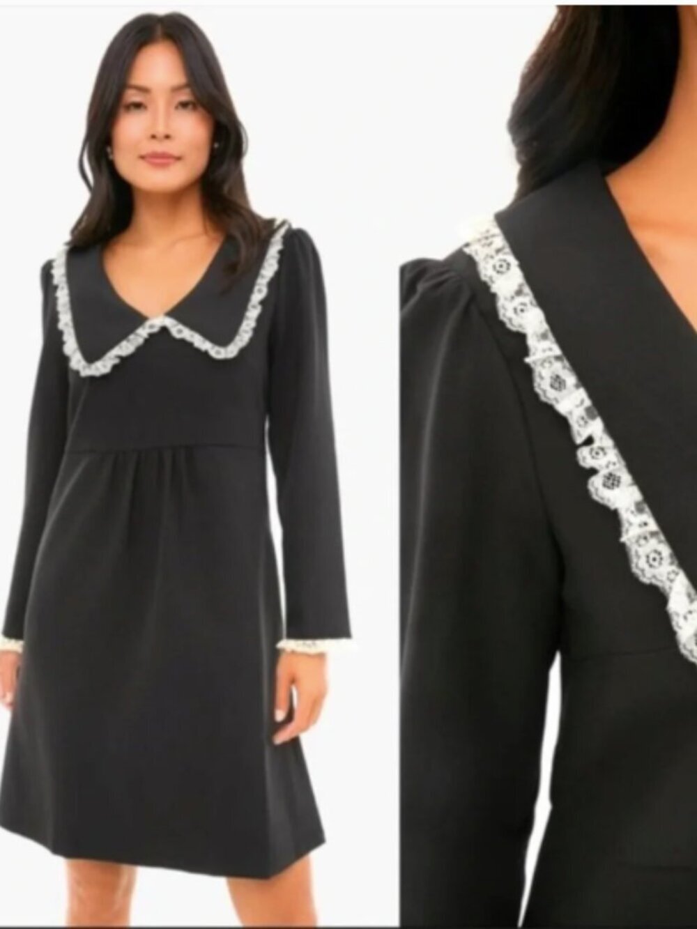 Tuckernuck Saxby Lace Trim Collar Dress Victorian Classic Small